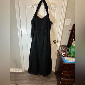 Riva Designs Black Gown 20w with sequins and wrap A line spaghetti straps